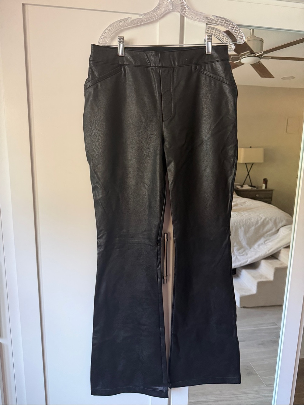 SPANX Black Faux Leather Flare pants